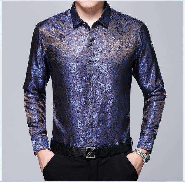 Jacquard Long Sleeve Loose Silk Shirt – Wear.Style