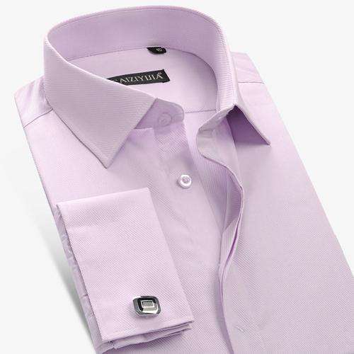 Turn-down Collar Single Breasted Long Sleeve French Cuff White Shirt With Cufflinks