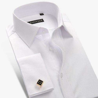 Turn-down Collar Single Breasted Long Sleeve French Cuff White Shirt With Cufflinks