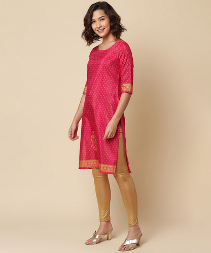 Polka Print Straight Kurta