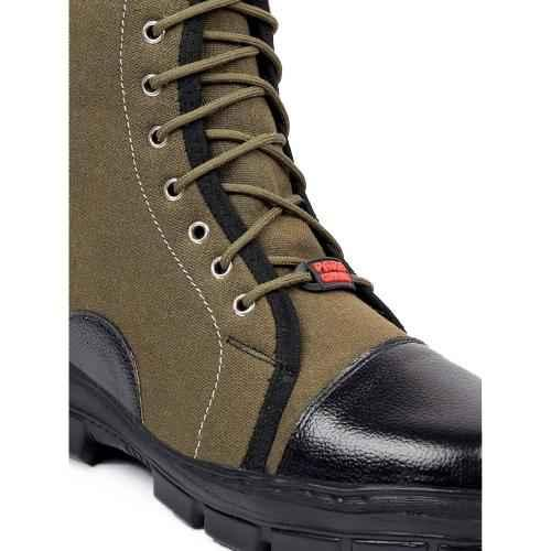 Synthetic Leather Steel Toe Airmix Sole Khaki Safety Boots