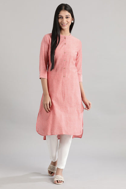 Geometric Print Knee Length Mandarin Neck Straight Kurta