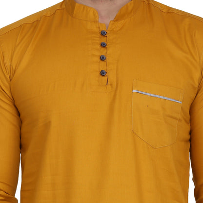 Mandarin Collar Three Quarter Sleeve Solid Straight Kurta