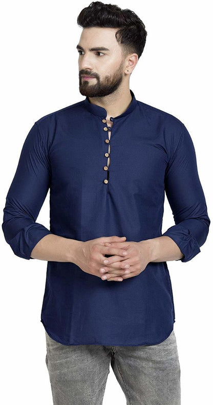 Full Sleeve Mandarin Collar Solid A-line Kurta