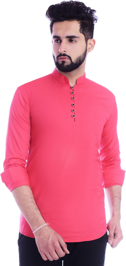 Full Sleeve Mandarin Collar Solid A-line Kurta