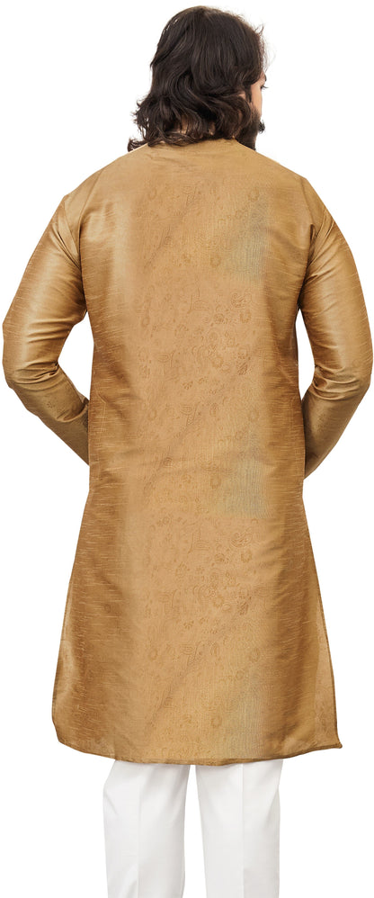 Self Design Mandarin Collar Knee Length Straight Kurta