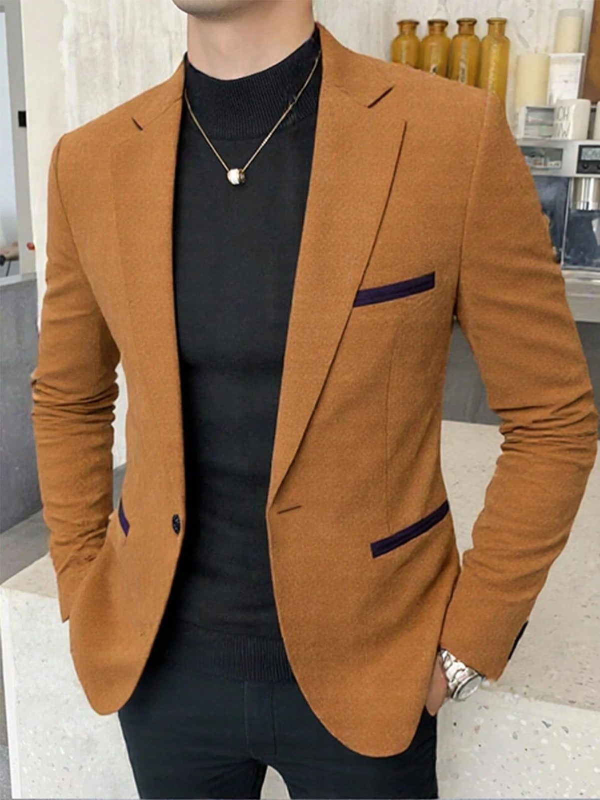 Men's Brown Corduroy Blazer – Textured, Warm & Effortlessly Stylish
