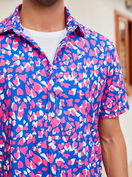 Allover Print Button Front Collar Shirt