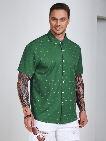 Allover Geo Print Short Sleeve Shirt