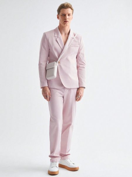Men's Pink Slim Fit Blazer & Trouser Suit Set – Single Breasted, Lapel Collar & Fully Lined