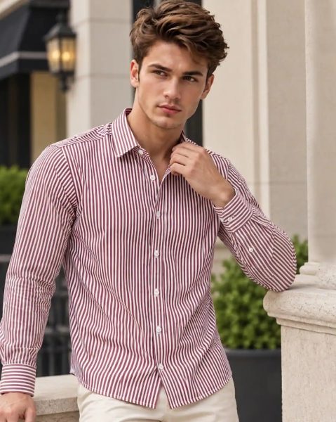 Men Spread Collar Full Sleeve Striped Shirt