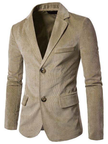 Single Breasted Button Front Corduroy Blazer