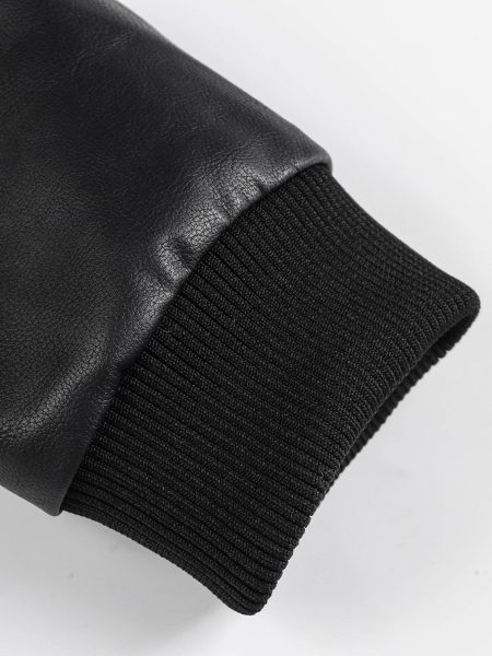 Zip Up Hooded PU Leather Jacket