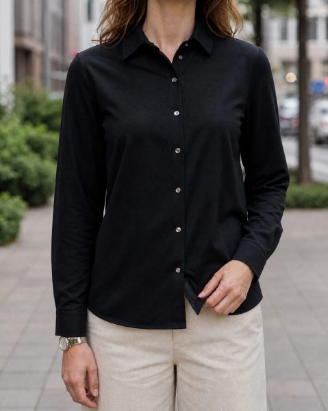 Black Full Sleeve Shirt with Dart Detail