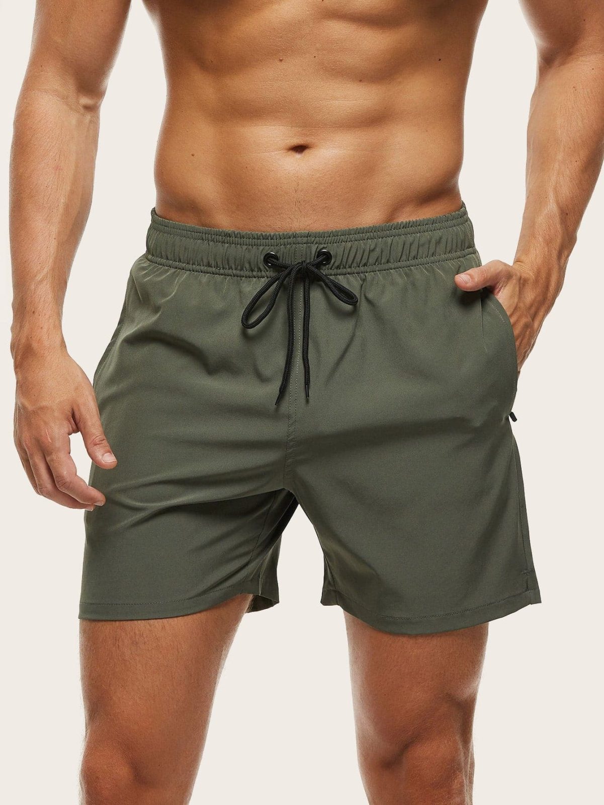 Zip Pocket Drawstring Swim Trucks Shorts