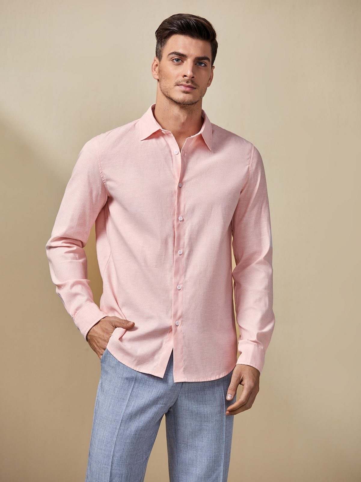 Pink Solid Button Through Shirt