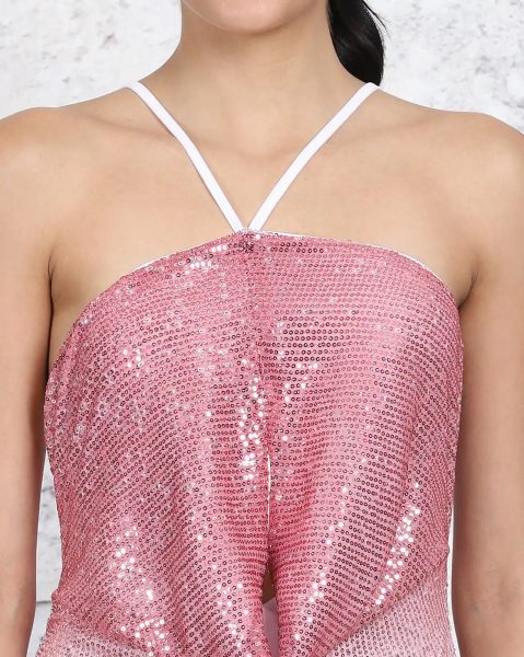 Spaghetti Strap Ombre Sequin Cut-Out Bodycon Dress