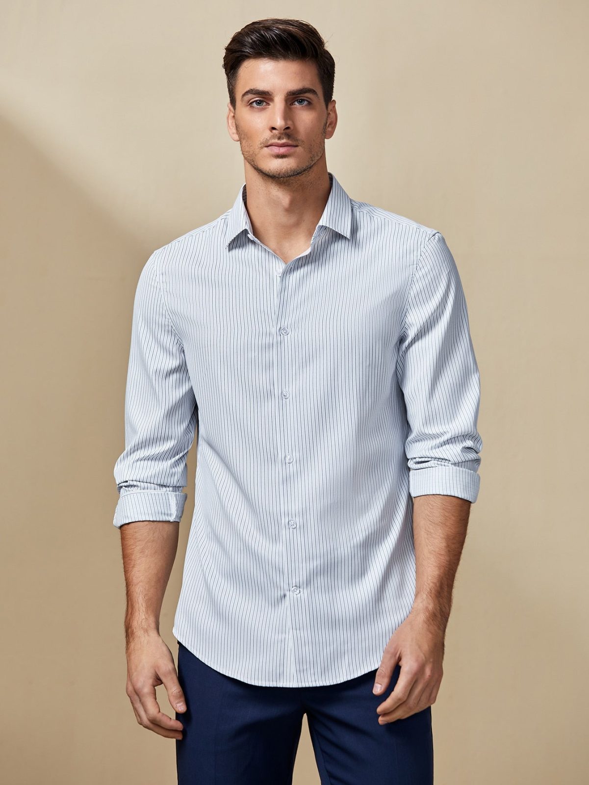 Collared Striped Button Front Shirt