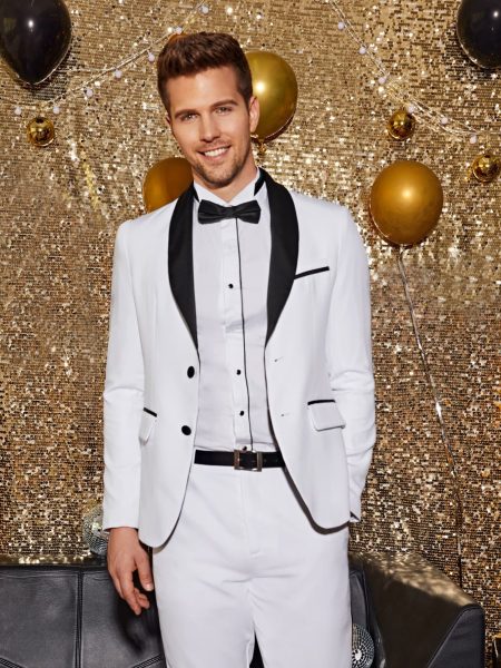 Single Breasted Contrast Shawl Collar Button Up Blazer