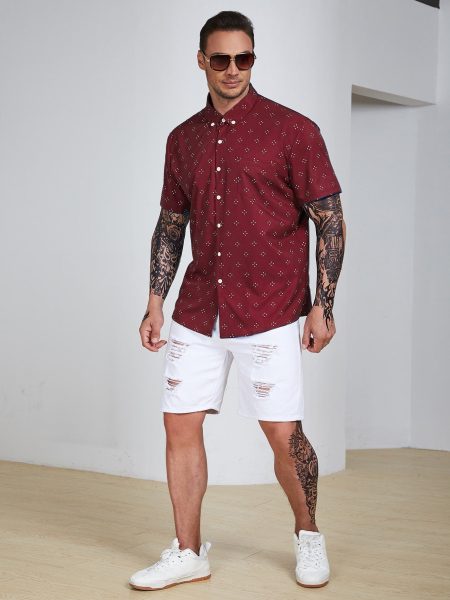 Allover Geo Print Short Sleeve Shirt
