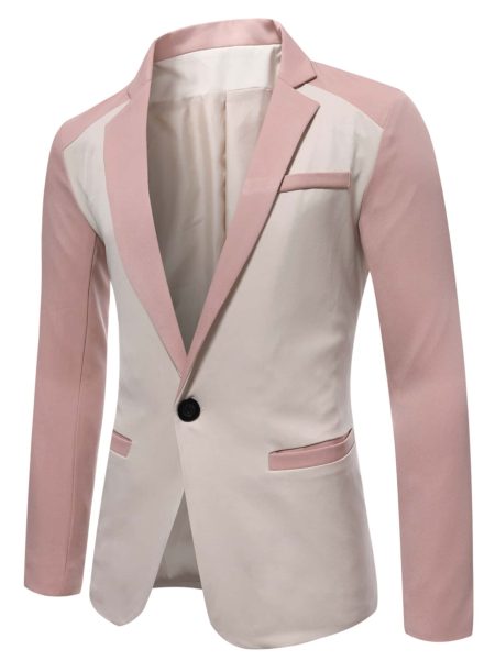 Colourblock Single Button Slim Fit Blazer