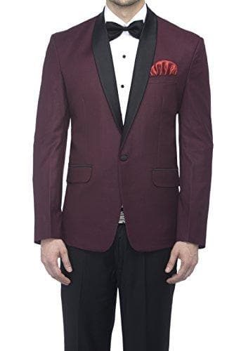 Polyester and Viscose Wine Slim Fit Blazers