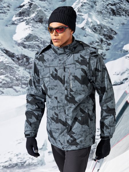Geo Slogan Print Sports Hooded Jacket