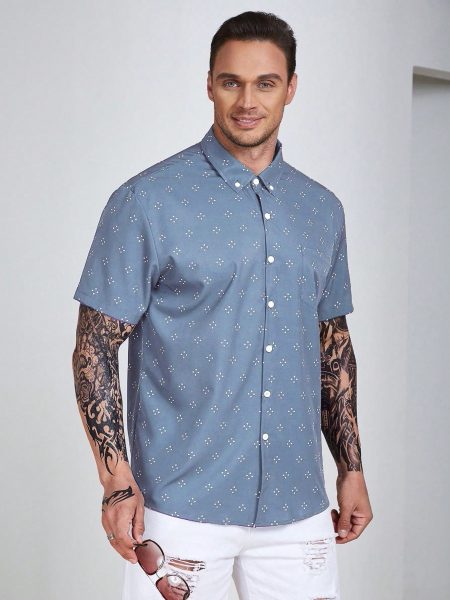 Allover Geo Print Short Sleeve Shirt
