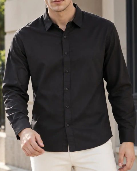 Men Medium Length Spread Collar Full Sleeve Shirt