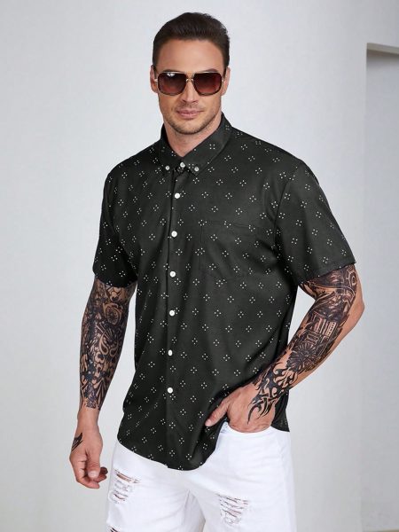 Allover Geo Print Short Sleeve Shirt