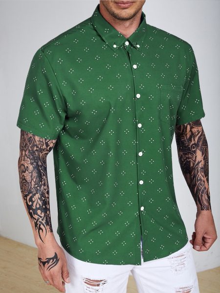 Allover Geo Print Short Sleeve Shirt