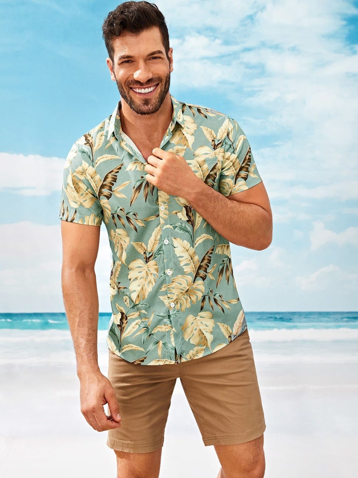 Short Sleeve Tropical Print Shirt