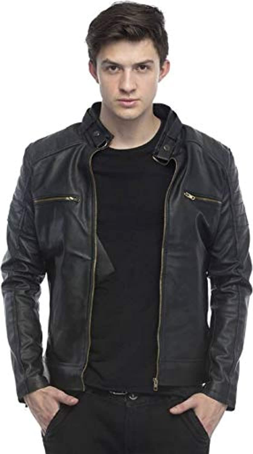 Men's Slim Fit Faux Leather Biker Jacket – Bold, Edgy & Built to Last