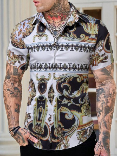 Baroque Print Button Front Shirt