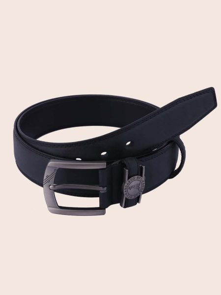 Black PU Letter Detail Belt