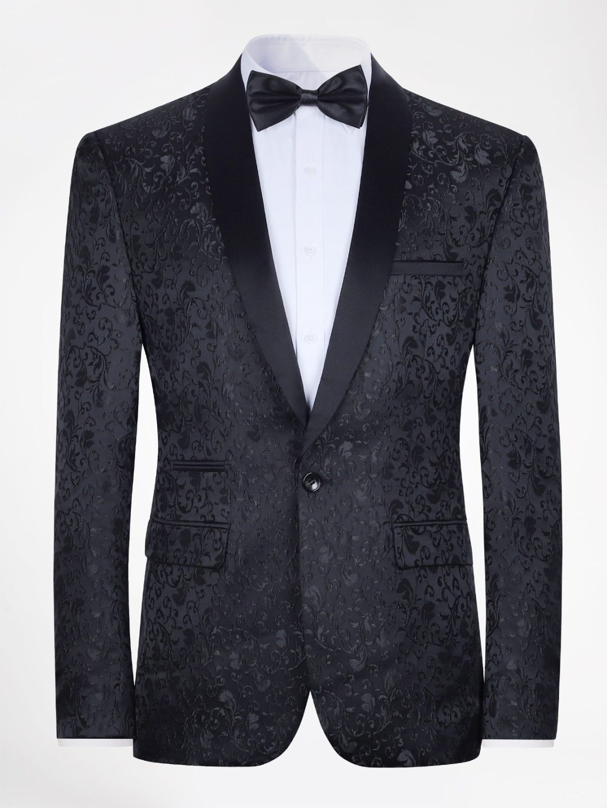 Jacquard Single Button Shawl Collar Blazer