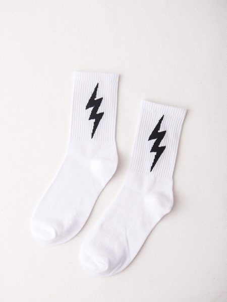White Lightning Print Socks 1pair