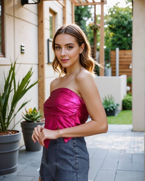 Party Strapless Mock Wrap Pleated Shimmer Fitted Tube Top