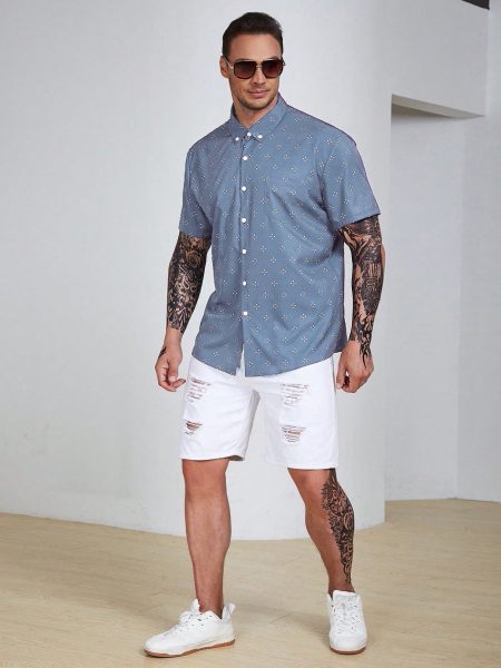 Allover Geo Print Short Sleeve Shirt