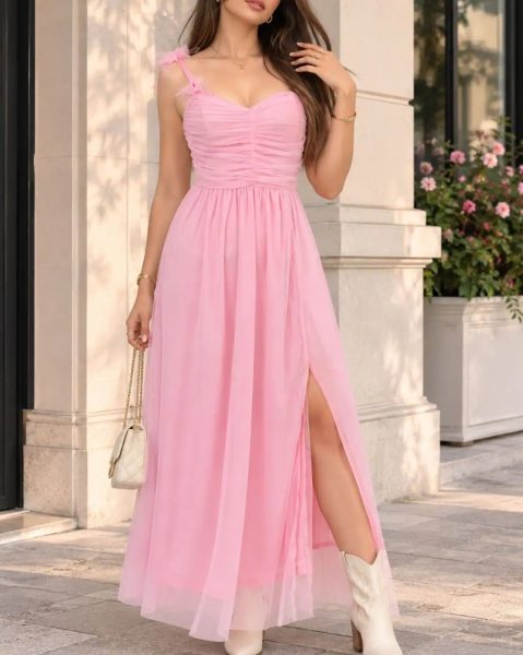 One Shoulder A-Line Dress with Floral Applique