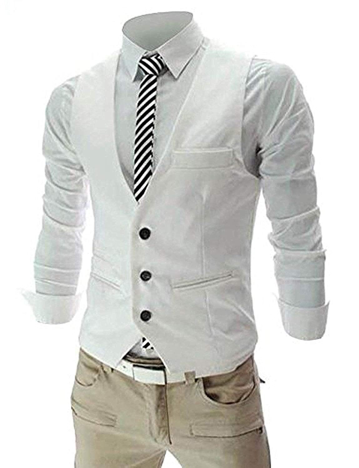 Slim Fit Poly Viscose V-Shape Tuxedo Style Waistcoat