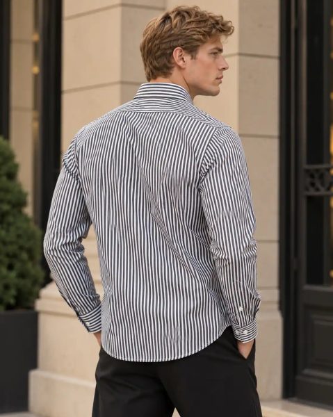 Men Spread Collar Full Sleeve Striped Shirt