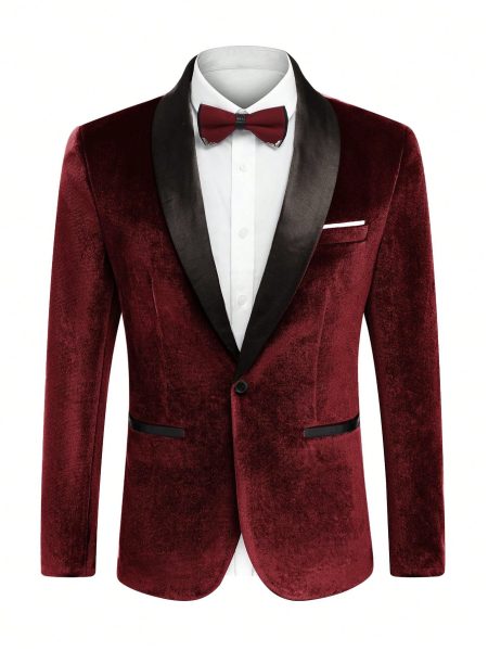 Shawl Collar Colorblock Front Button Blazer