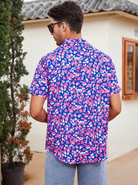 Allover Print Button Front Collar Shirt