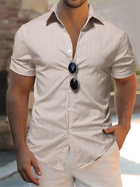 Khakhi Striped Print Button Front Shirt
