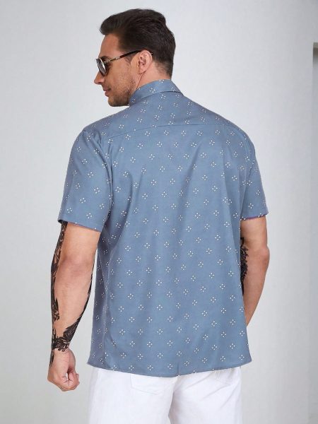 Allover Geo Print Short Sleeve Shirt
