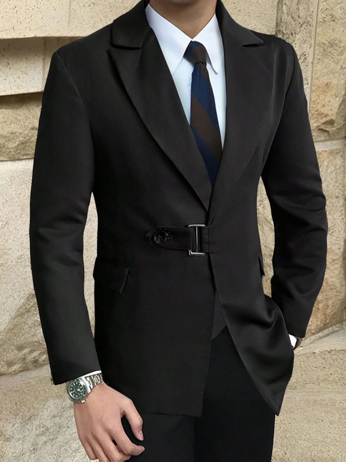 Men's Black Single Button Lapel Blazer – Clean, Classic & Effortlessly Sharp