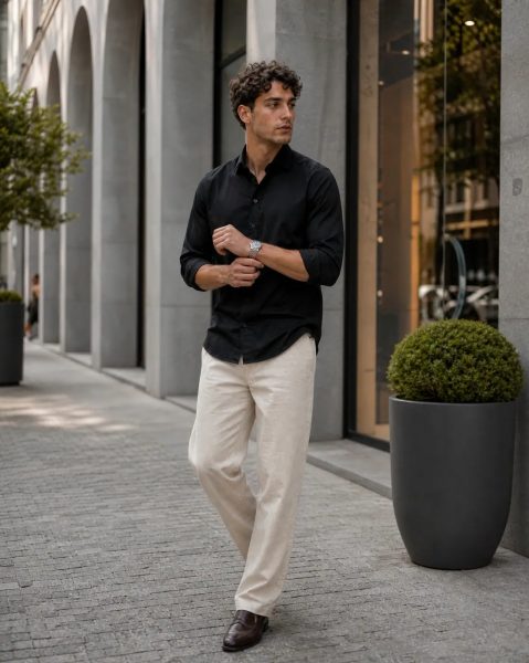 Medium Length Spread Collar Full Sleeve Shirt