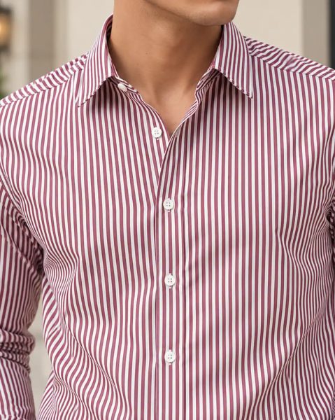 Men Spread Collar Full Sleeve Striped Shirt