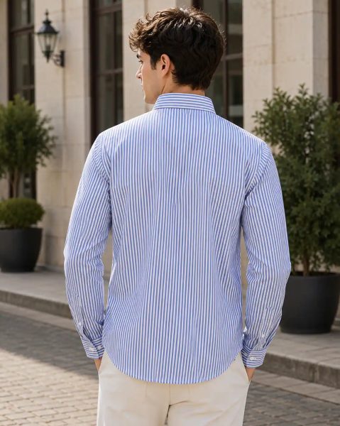 Men Spread Collar Full Sleeve Striped Shirt